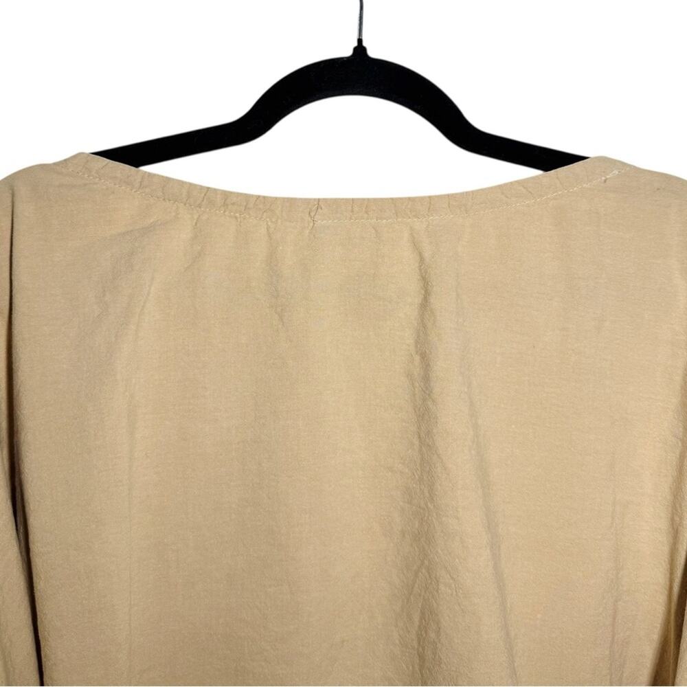 Museo Studio Beige Tan Unique Ruffle Sleeve Relaxed Handmade Top - Picture 4 of 11